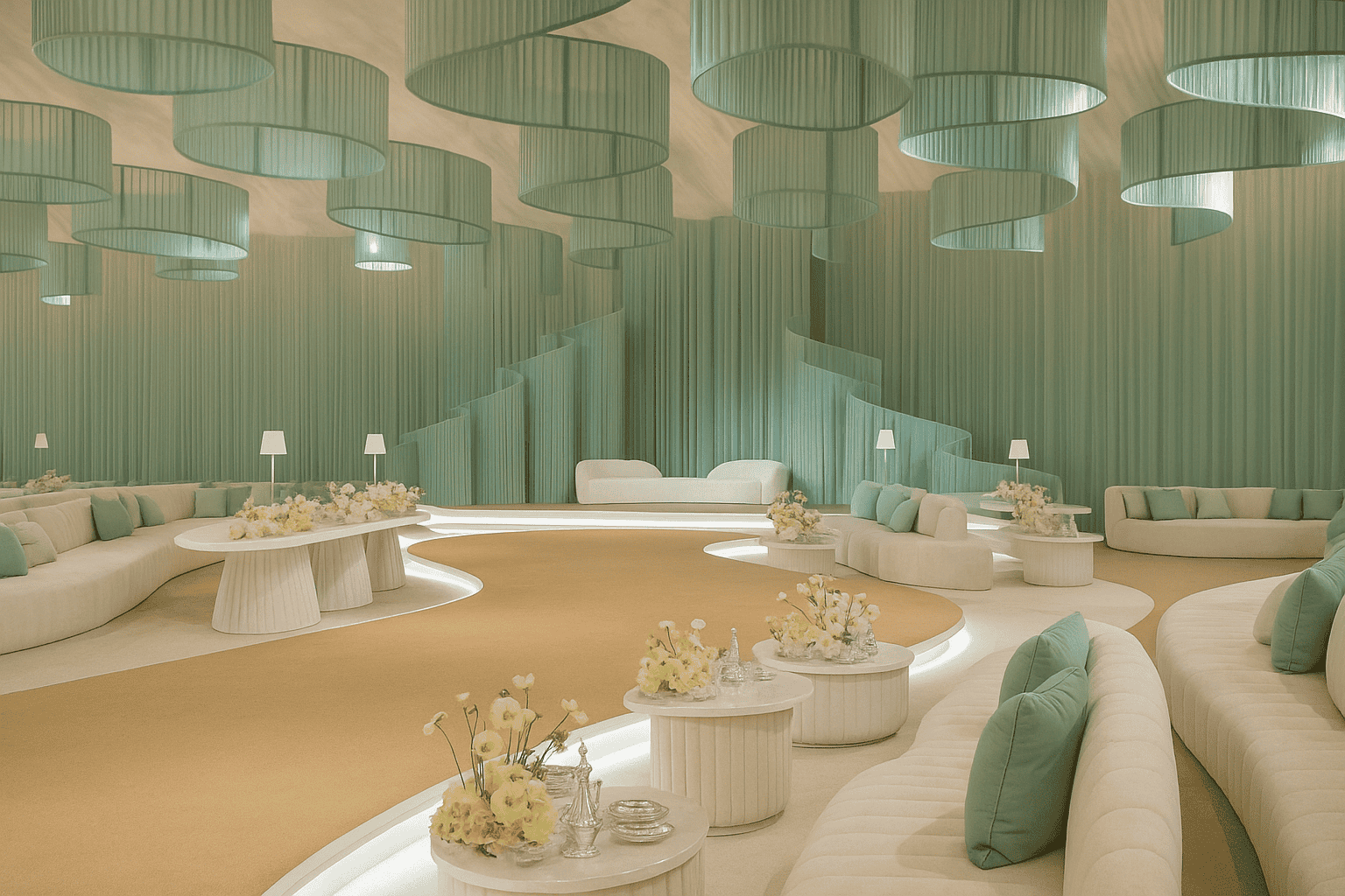 Royal Wedding Decoration Elegant ballroom setup for weddings, engagements, and special events. تجهيز قاعة فاخرة لحفلات الزفاف والخطوبة والمناسبات الخاصة