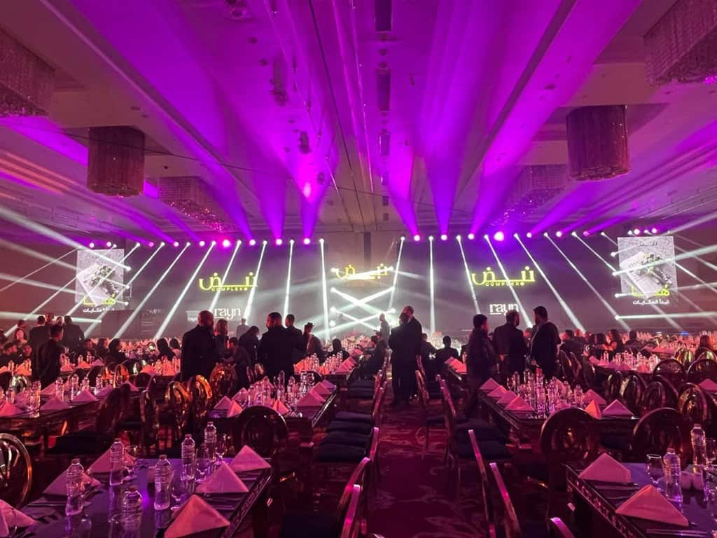 LED Screens شاشات LED screen setup for events with stage and visual display. تجهيز شاشات للحفلات مع عرض مرئي ومسرح
